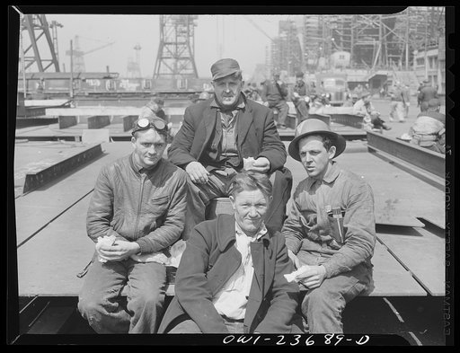 Bethlehem-Fairfield shipyards, Baltimore, Maryland. Lunch time