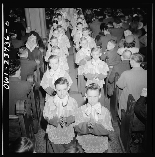 Buffalo, New York. Procession and high mass on Easter at the Corpus Christi church in the Polish community