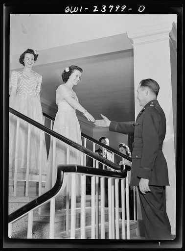 Untitled photo, possibly related to: All nursing and no play might make Frances Bullock (center) a dull girl! To preclude such a possibility, Army nurses hold dances in the nurses' home