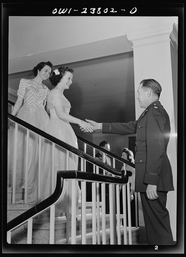 Untitled photo, possibly related to: All nursing and no play might make Frances Bullock (center) a dull girl! To preclude such a possibility, Army nurses hold dances in the nurses' home