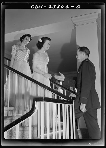 All nursing and no play might make Frances Bullock (center) a dull girl! To preclude such a possibility, Army nurses hold dances in the nurses' home