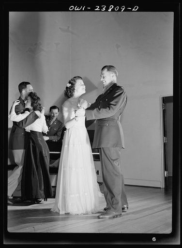 All nursing and no play might make Frances Bullock (right) a dull girl! To preclude such a possibility, Army nurses hold dances in the nurses' home