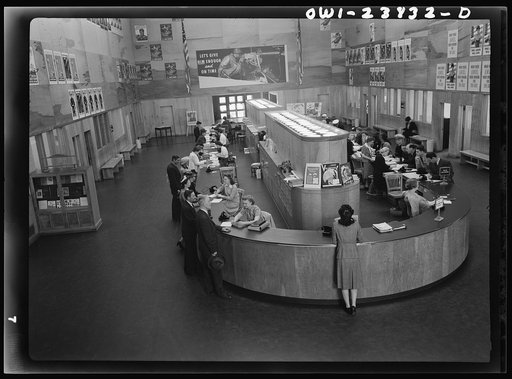 Untitled photo, possibly related to: Washington, D.C. Interior of the U.S. Information Building