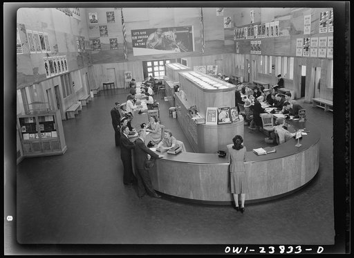 Untitled photo, possibly related to: Washington, D.C. Interior of the U.S. Information Building