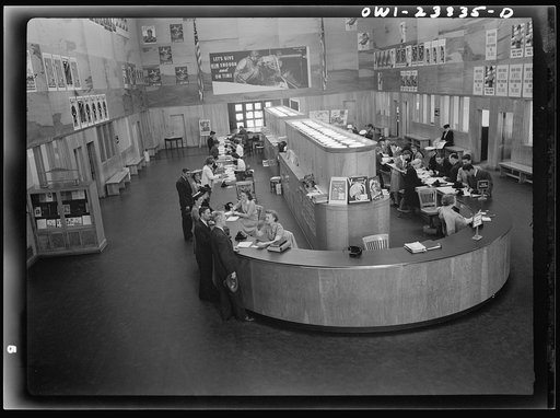 Untitled photo, possibly related to: Washington, D.C. Interior of the U.S. Information Building