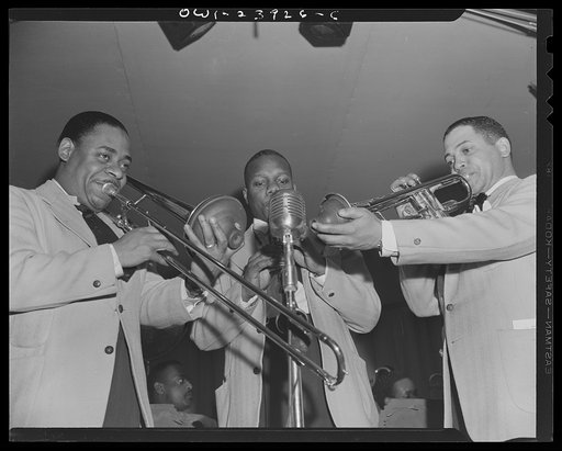 New York, New York. A trio of musicians from Duke Ellington's orchestra during the early morning broadcast