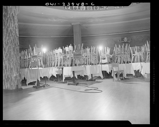 New York, New York. Scene in the Hurricane Ballroom after all the guests have gone home