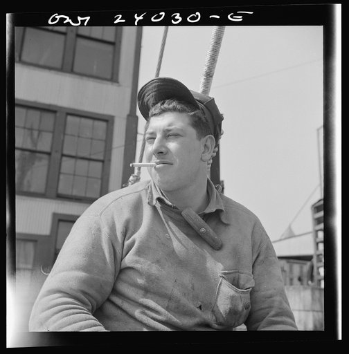 New York, New York. A Fulton fish market stevedore
