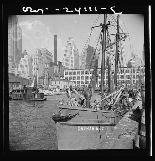 New York, New York. The New England fishing boat, the Catherine C, docked at the Fulton fish market