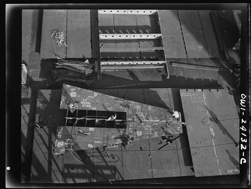 Baltimore, Maryland. Men at work on the Liberty ship Frederick Douglass at the Bethlehem-Fairfield shipyards