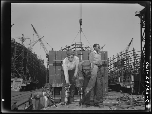 Baltimore, Maryland. Building the SS Frederick Douglass. More than 6,000 Negro shipyard workers are employed at the Bethlehem-Fairfield shipyards, where the Liberty ship is being rushed to completion. The noted orator and abolitionist leader worked as a ship caulker in the vicinity of this yard befo