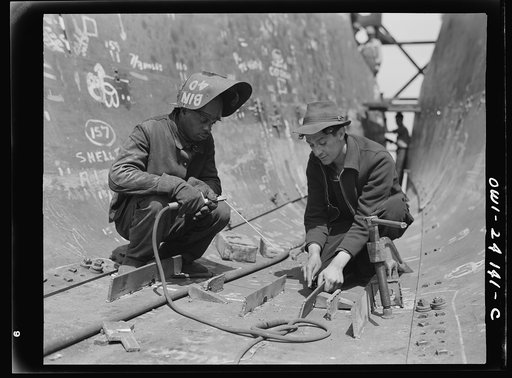 Baltimore, Maryland. Building the SS Frederick Douglass. More than 6,000 Negro shipyard workers are employed at the Bethlehem-Fairfield shipyards, where the Liberty ship is being rushed to completion. The noted orator and abolitionist leader worked as a ship caulker in the vicinity of this yard befo