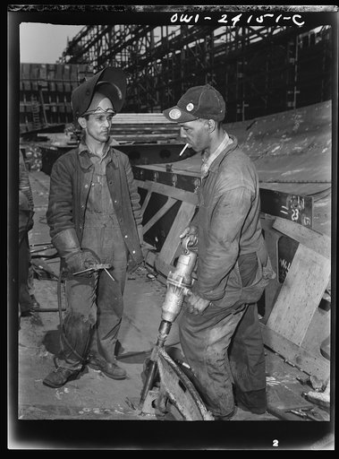 Baltimore, Maryland. Building the SS Frederick Douglass. More than 6,000 Negro shipyard workers are employed at the Bethlehem-Fairfield shipyards, where the Liberty ship is being rushed to completion. The noted orator and abolitionist leader worked as a ship caulker in the vicinity of this yard befo