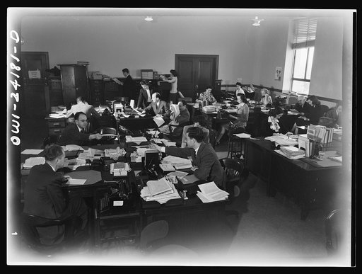 Untitled photo, possibly related to: Washington, D.C. OWI (Office of War Information) research workers