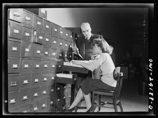 Untitled photo, possibly related to: Washington, D.C. OWI (Office of War Information) research workers