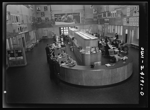 Untitled photo, possibly related to: Washington, D.C. Interior of the U.S. Information Building
