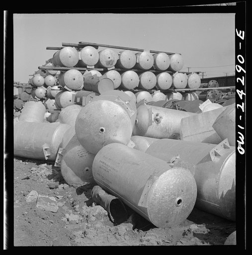 Bethlehem-Fairfield shipyards, Baltimore, Maryland. Miscellaneous tanks in storage