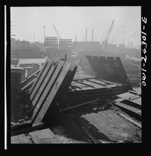 Bethlehem-Fairfield shipyards, Baltimore, Maryland. General view of a storage yard