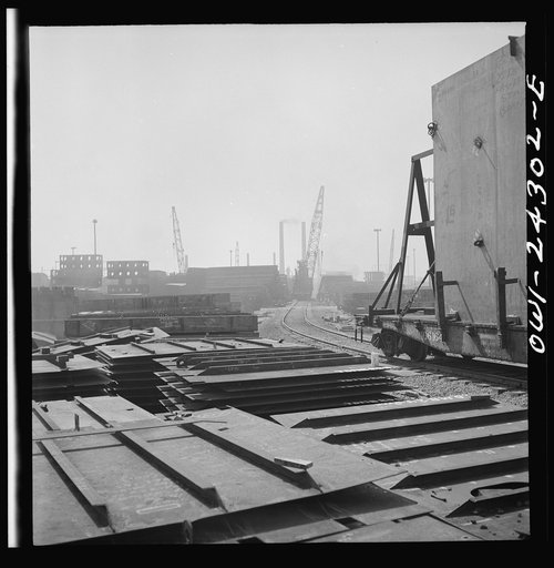 Bethlehem-Fairfield shipyards, Baltimore, Maryland. General view of a storage yard