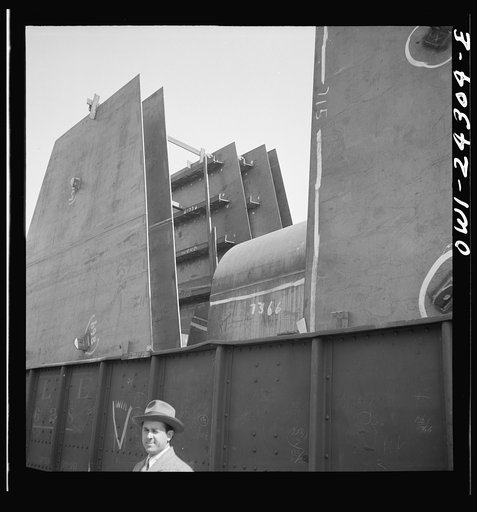 Bethlehem-Fairfield shipyards, Baltimore, Maryland. Assembled sections in a fabricating shop