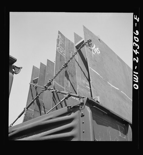 Bethlehem-Fairfield shipyards, Baltimore, Maryland. Assembled sections in a fabricating shop