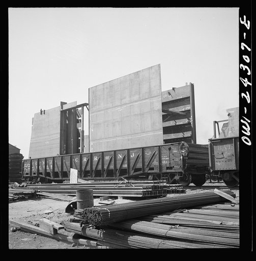 Bethlehem-Fairfield shipyards, Baltimore, Maryland. Assembled sections in a fabricating shop