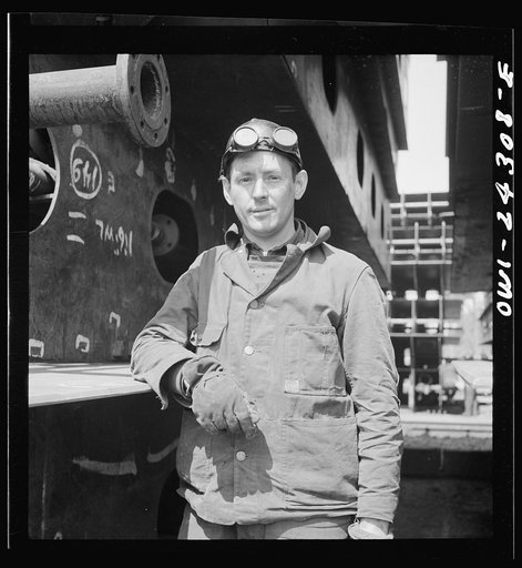 Bethlehem-Fairfield shipyards, Baltimore, Maryland. Portrait of a steam fitter