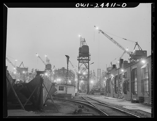Bethlehem-Fairfield shipyards, Baltimore, Maryland. A general view of the ways