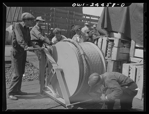 Bethlehem-Fairfield shipyards, Baltimore, Maryland. Cable reel