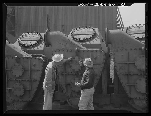 Bethlehem-Fairfield shipyards, Baltimore, Maryland. Condensers in storage