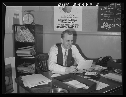 Bethlehem-Fairfield shipyards, Baltimore, Maryland. Mr. W. Briscoe of the publicity department
