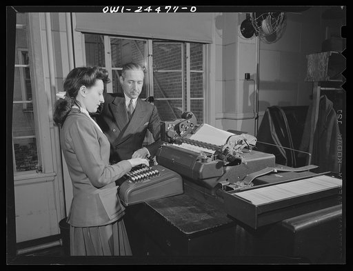 Bethlehem-Fairfield shipyards, Baltimore, Maryland. Preparing account sheets of labor costs