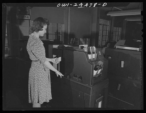 Bethlehem-Fairfield shipyards, Baltimore, Maryland. Automatic card sorting machines