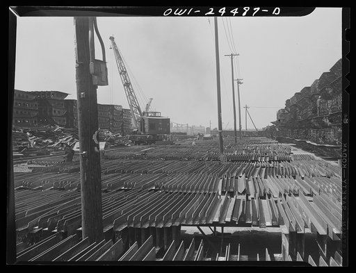 Bethlehem-Fairfield shipyards, Baltimore, Maryland. Shell frame sub-assembly