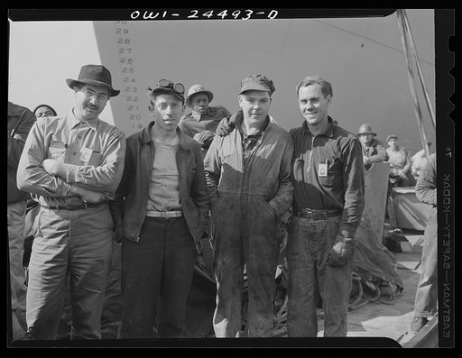 Baltimore, Maryland. A group of workers at the Bethlehem-Fairfield shipyards