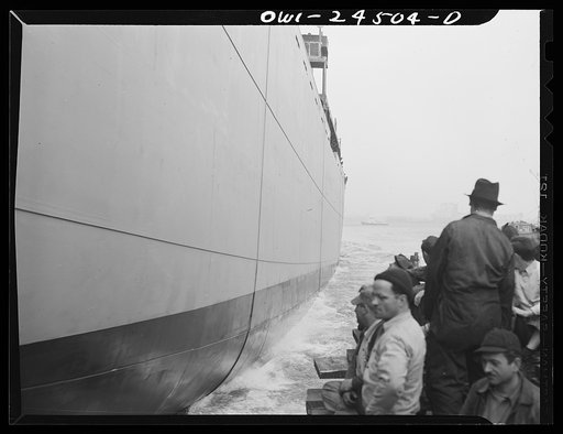 Bethlehem-Fairfield shipyards, Baltimore, Maryland. Launching