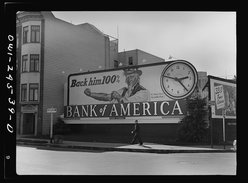 San Francisco, California. Bank of America victory bond ad