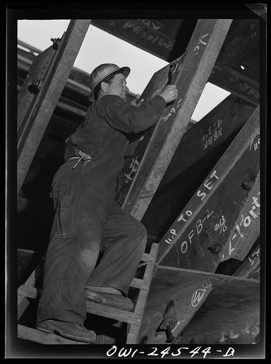 Richmond, California. Permanente Metals Corporation, shipbuilding division, yard number two. Pietro Cressano worked at the yard for seven months, and was in building construction work before that. He was born in America but both parents were born in Italy