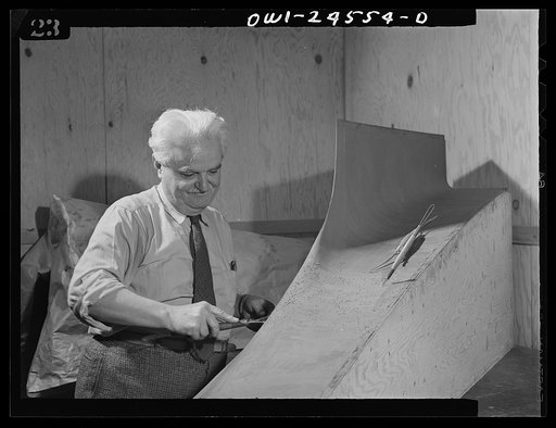 El Segundo, California. Italian-American at work on a model of a military plane at the Douglas Aircraft plant