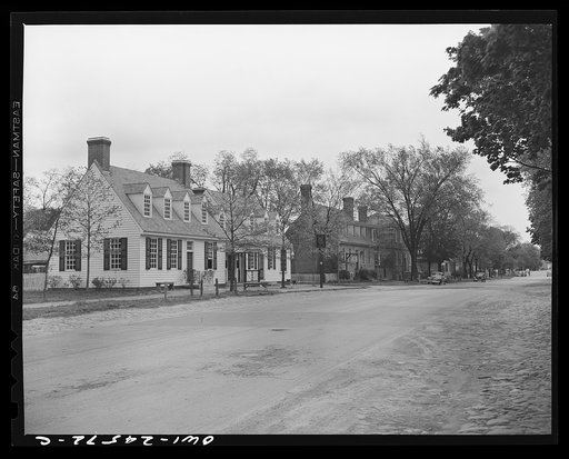 Wiliamsburg, Virginia. The capitol of the Virginia colony during the eighteenth century which was reconstructed and restored to its original state by John D. Rockefeller, Jr. during the 1930s. Upper Duke of Gloucester Street