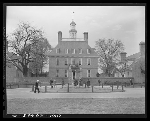 Williamsburg, Virginia. The capitol of the Virginia colony during the eighteenth century which was reconstructed and restored to its original state by John D. Rockefeller, Jr. during the 1930s. The governor's palace