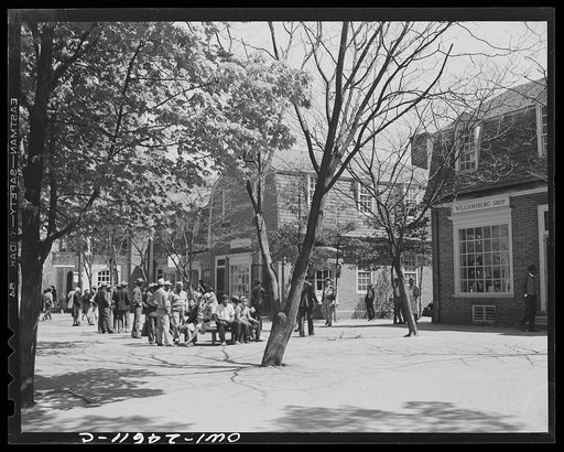 Untitled photo, possibly related to: Williamsburg, Virginia. The capitol of the Virginia colony during the eighteenth century which was reconstructed and restored to its original state by John D. Rockefeller, Jr. during the 1930s. Southwest Duke of Gloucester Street in the business district