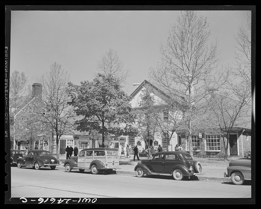 Williamsburg, Virginia. The capitol of the Virginia colony during the eighteenth century which was reconstructed and restored to its original state by John D. Rockefeller, Jr. during the 1930s. Southwest Duke of Gloucester Street in the business district