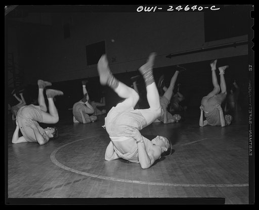 Benjamin Franklin High School, New York, New York. High school boys growing physically fit through exercise