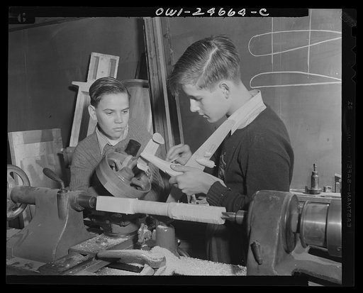 Montgomery Blair High School, Silver Spring, Maryland. Making model planes according to Navy specifications to be used in the training of military and civilian personnel