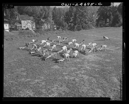 Girls calisthenics at a high school