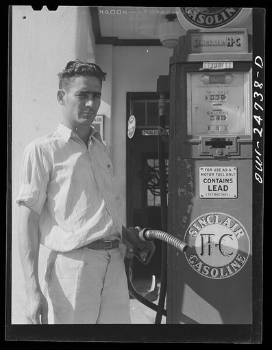 San Augustine, Texas. A service station attendant