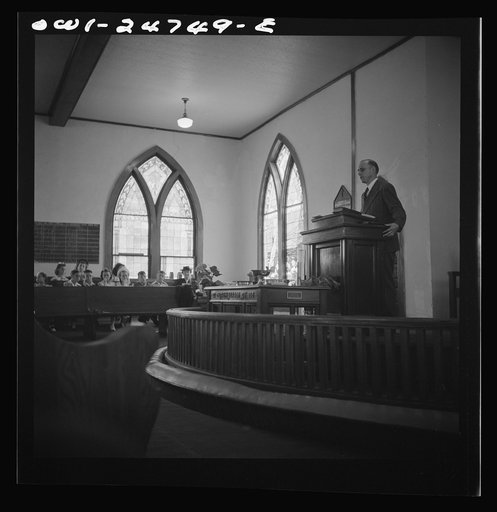 San Augustine, Texas. Reverend Dubberly, the Methodist minister, preaching on Easter Sunday