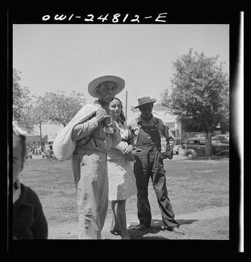 Untitled photo, possibly related to: San Augustine, Texas. Mexicans in courthouse square on Saturday afternoon