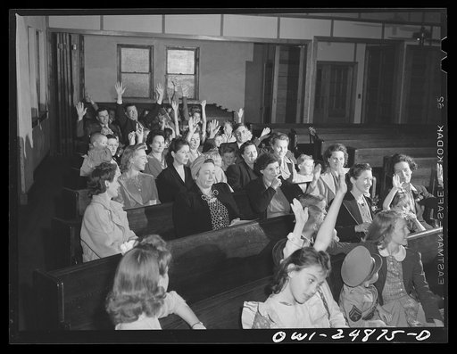 San Augustine, Texas. Evening service at the Baptist church